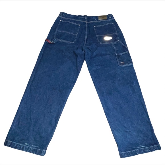 Vintage Pure Playaz Jeans Mens 42 x 33 Blue Baggy Hip Hop Pockets Y2K Cargo - Picture 1 of 16